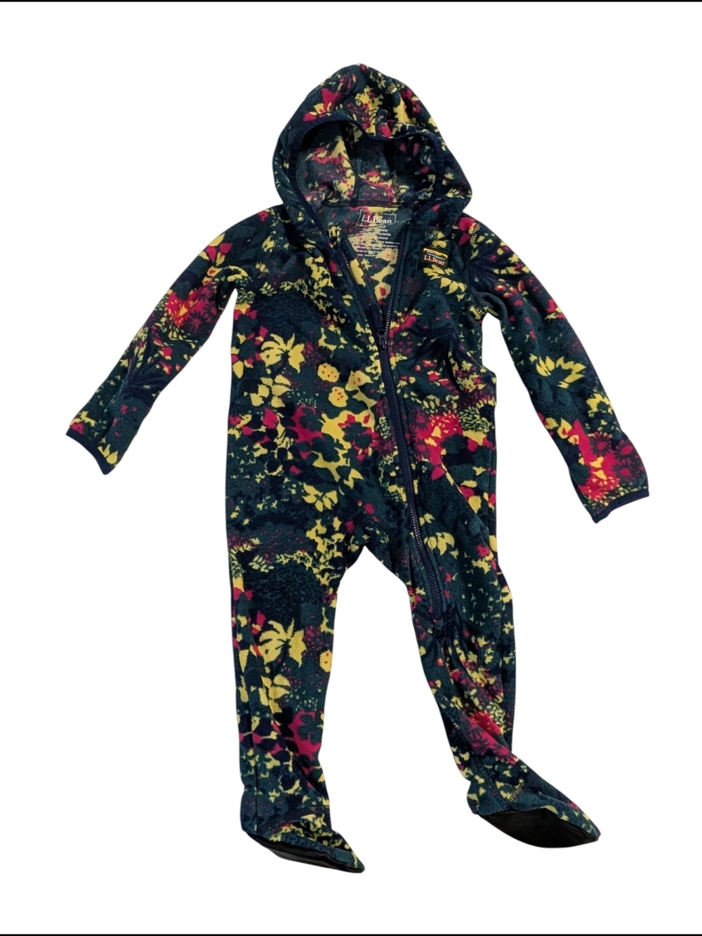 LL Bean Floral Multi Color Bunting Snow Suit Footed Size 6-12 Months